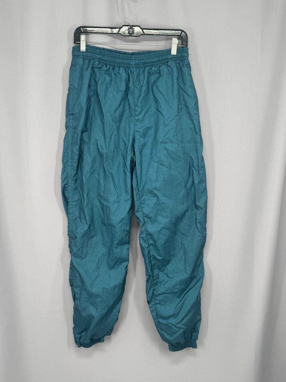 Vtg Adidas Track Pants Medium Green Nylon Lined Zip Button Run-DMCn Hip Hop